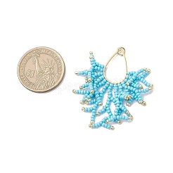 Glass Seed Beaded Imitation Coral Pendants&nbsp;PALLOY-MZ00938-02