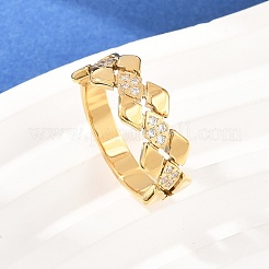 304 Stainless Steel Micro Pave Cubic Zirconia Finger Rings for Women&nbsp;RJEW-K315-03G