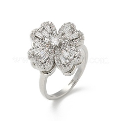 Clover Rotatable Open Cuff Rings for Women&nbsp;RJEW-R007-02P