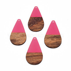 Transparent Resin & Walnut Wood Pendants&nbsp;RESI-N025-030-C06