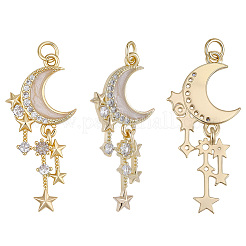 5Pcs Brass Micro Pave Clear Cubic Zirconia Pendants&nbsp;KK-BBC0028-73