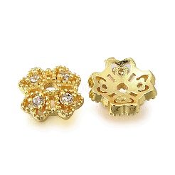 Flower Brass Micro Pave Cubic Zirconia Bead Caps&nbsp;KK-K300-01E-G