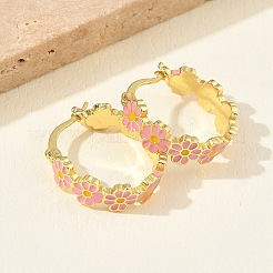 Brass Enamel Hoop Earrings for Women&nbsp;EJEW-A167-27A-02