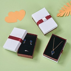 Kraft Cotton Filled Rectangle Cardboard Jewelry Set Boxes with Bowknot&nbsp;CBOX-N006-03