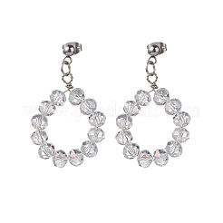 Glass Brided Beaded Dangle Stud Earrings & Multi-strand Bracelet&nbsp;SJEW-JS01257
