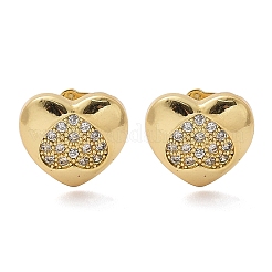 Brass Micro Pave Clear Cubic Zirconia Stud Earrings&nbsp;EJEW-D305-13G
