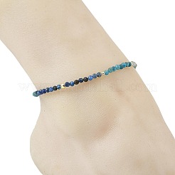 Natural Pearl Rice & Faceted Round Natural Kyanite & Apatite Beaded Anklets&nbsp;AJEW-AN00836