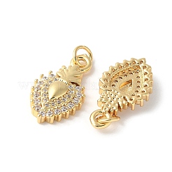Brass Micro Pave Clear Cubic Zirconia Pendants&nbsp;ZIRC-I071-06G