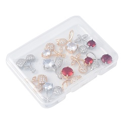 10Pcs 10 Styles Brass Micro Pave Cubic Zirconia Pendants&nbsp;KK-FS0001-80