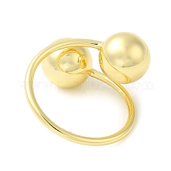 Rack Plating Brass Round Ball Cuff Rings&nbsp;RJEW-D015-01G