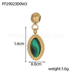 304 Stainless Steel & Synthetic Malachite Beaded Charms&nbsp;STAS-OY006-01G