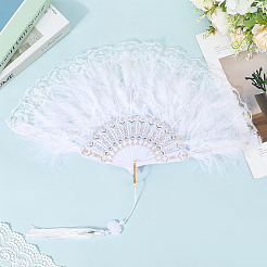 Resin & Feather Fan Staves Design&nbsp;AJEW-WH20064-50A