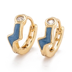 Brass Micro Pave Clear Cubic Zirconia Huggie Hoop Earrings&nbsp;EJEW-P187-I
