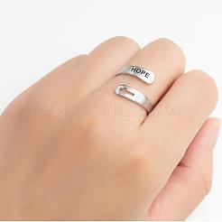 Hollow Out Cross with Word Hope 201 Stainless Steel Cuff Rings&nbsp;FS-WGED892-07