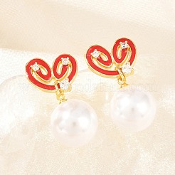 Valentine's Day Brass Clear Cubic Zirconia Dangle Stud Earrings&nbsp;EJEW-Z164-07G