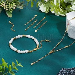 30Pcs 6 Styles Brass Ends with Chains&nbsp;FIND-PH0060-20