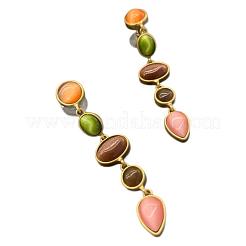 Oval with Teardrop Alloy Resin Dangle Stud Earrings&nbsp;FS-WG7FB0B-01