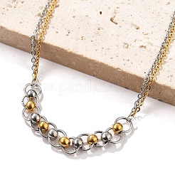 304 Stainless Steel Round Beads Link Bracelets&nbsp;BJEW-Q038-07GP