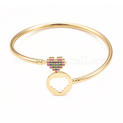 Rack Plating Brass Micro Pave Cubic Zirconia Bangles&nbsp;BJEW-E071-22G-01