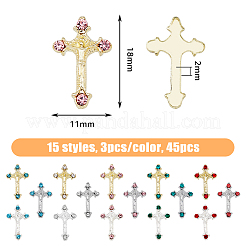 45Pcs 15 Styles Alloy Rhinestone Cabochons&nbsp;MRMJ-HY0001-23
