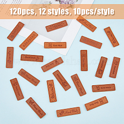 120Pcs 12 Style PU Leather Label Tags&nbsp;PATC-HY0001-08