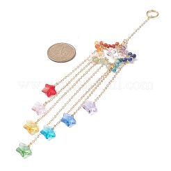 Copper Wire Wrapped Natural Gemstone Star Pendant Decorations&nbsp;HJEW-JM01037