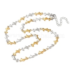 Two Tone 304 Stainless Steel Dolphin Link Chain Necklaces for Women&nbsp;NJEW-G201-02GP