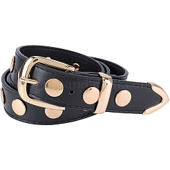 Black PU Imitation Leather Chain Belts&nbsp;AJEW-WH20070-318A