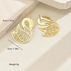 Stainless Steel Hollow Swan Stud Earrings&nbsp;PT7551
