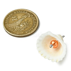 Natural Shell & Imitation Pearl Pendants&nbsp;PALLOY-JF03376-02