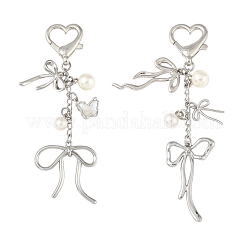 Bowknot Alloy & ABS Plastic Imitation Pearl Pendant Decoration&nbsp;HJEW-YW00092-01