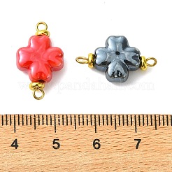Handmade Porcelain Four Leaf Clover Link Connector Charms&nbsp;PALLOY-JF05413-01