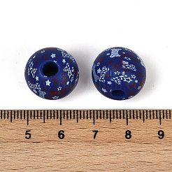Independence Day Theme Wood European Beads&nbsp;WOOD-Z005-01C-01