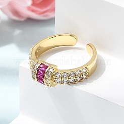 Brass Micro Pave Cubic Zirconia Cuff Open Rings for Women&nbsp;RJEW-L343-04G