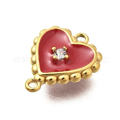 304 Stainless Steel Enamel Heart Connector Charms&nbsp;STAS-Q337-02G