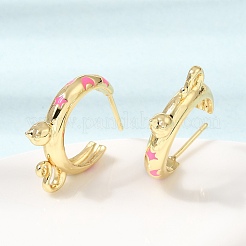 Brass Enamel Stud Earrings&nbsp;KK-CBA8324-23G-02