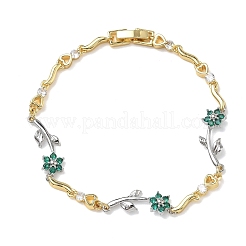Brass Micro Pave Cubic Zirconia Link Chain Bracelets for Women&nbsp;BJEW-C156-04B-04GP