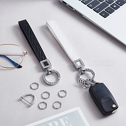 2 Sets 2 Colors Alloy with PU Leather Keychains&nbsp;KEYC-PH0002-14A
