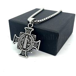 Men's 304 Stainless Steel Saint Benedict Cross Pendant Necklaces&nbsp;QR6322