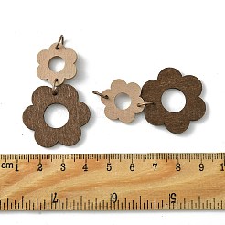 Double Flower Poplar Wood Pendants&nbsp;WOOD-G019-02