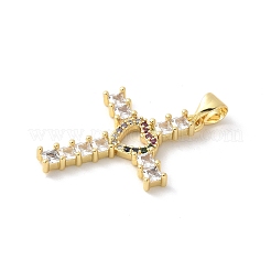 Brass Micro Pave Cubic Zirconia Pendants&nbsp;KK-P294-06G-04