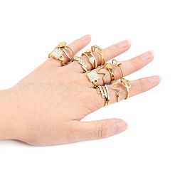 Crystal Rhinestone Finger Ring&nbsp;RJEW-MSMC002-17G