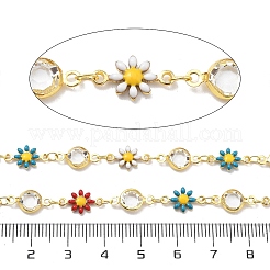 Brass Enamel Daisy Link Chains&nbsp;CHC-G024-03G