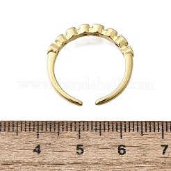 Brass Micro Pave Clear Cubic Zirconia Open Cuff Rings for Women&nbsp;RJEW-F179-05G