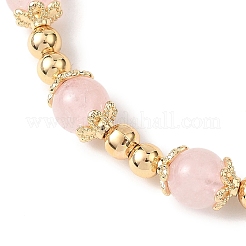 Natural Rose Quartz Round Beaded Bracelets for Women&nbsp;BJEW-JB12875-01