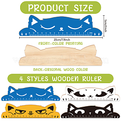 4Pcs 4 Styles Poplar Wood Ruler&nbsp;DIY-WH0663-001