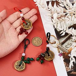 3Pcs 3 Styles Brass with Polyester and ABS Plastic Imitation Pearl Pendant Decorations&nbsp;HJEW-FH0001-81