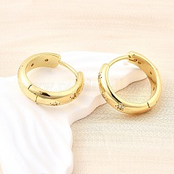 Brass Micro Pave Clear Cubic Zirconia Hoop Earrings&nbsp;EJEW-Z121-01G