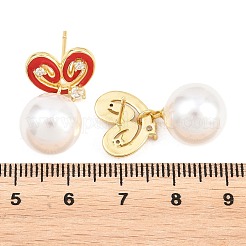 Valentine's Day Brass Clear Cubic Zirconia Dangle Stud Earrings&nbsp;EJEW-Z164-07G