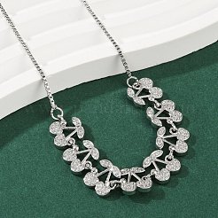 Brass Micro Pave Clear Cubic Zirconia Fruit Bib Necklaces&nbsp;NJEW-F342-01B-P
